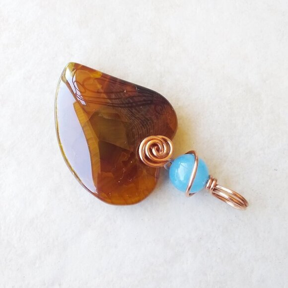 Gorgeous Brown Dragonvein Agate Heart Pendant! Bestie Sis Fiance Wife Mom Gift - Picture 1 of 9